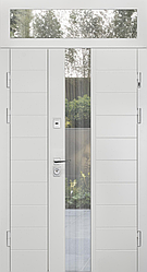 Вхідні полуторні двері з фрамугою та терморозривом Ufo Ral 9003