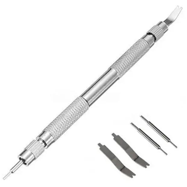 Інструмент для ремонту та обслуговування ремінців наручних годинників / булавкознімач / 4 запасні насадки (7000007153)