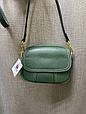 Шкіряна міні сумка з клапаном Золота фурнітура КТ-4117-S Зелена, фото 4
