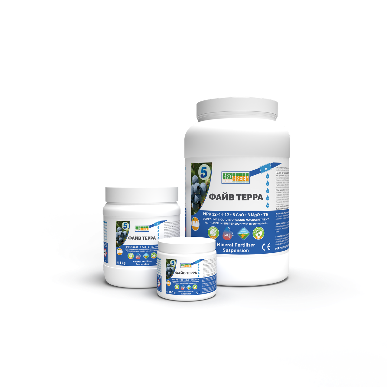 Гель ГроГрін Файв Терра NPK 12-44-12+6CaO+3MgO+TE, 1 кг GroGreen Бельгія, фото 1