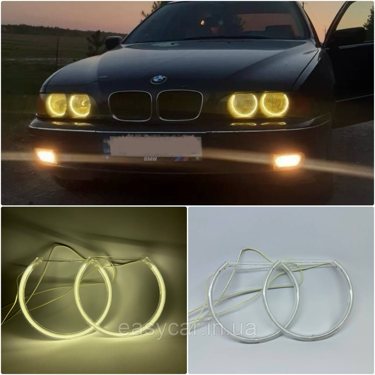 CCFL Ангельські оченята на BMW E36, E38, E39, E46 (з лінзою) Жовті