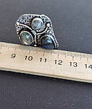 Кільце з натуральним каменем лабрадор. Перстень овал крапля коло в сріблі. 17,5  розмір. Індія, фото 4