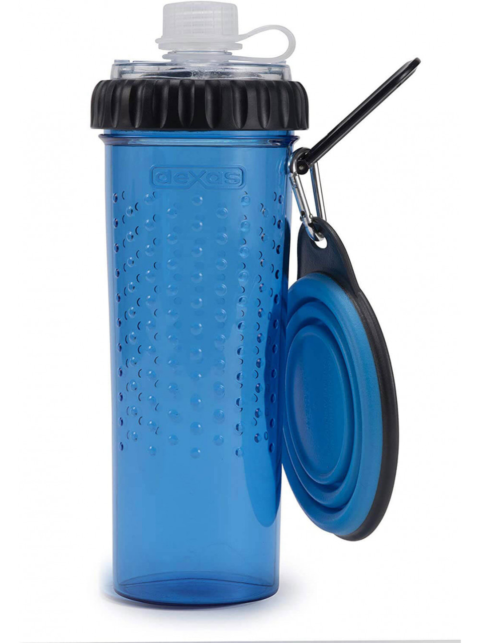 Дорожня пляшка для собак і котів подвійна для води та корму або ласощів Dexas Snack DuO (Дексас Снек Дуо), фото 1