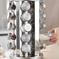 Органайзер для спецій і приправ Набір 20 скляних ємностей на круглій підставці EL0227