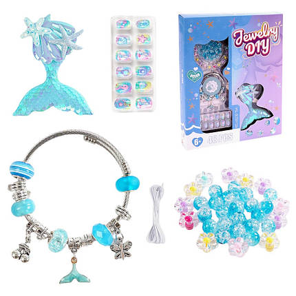 Набір прикрас для дівчинки "Русалочка" (браслет, шпилька, накладні нігті, намистини, в коробці) PX 66091, фото 1