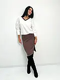 Демісезонний жіночий костюм двійка спідниця облягаюча з розрізом і кофта з ангори, фото 6