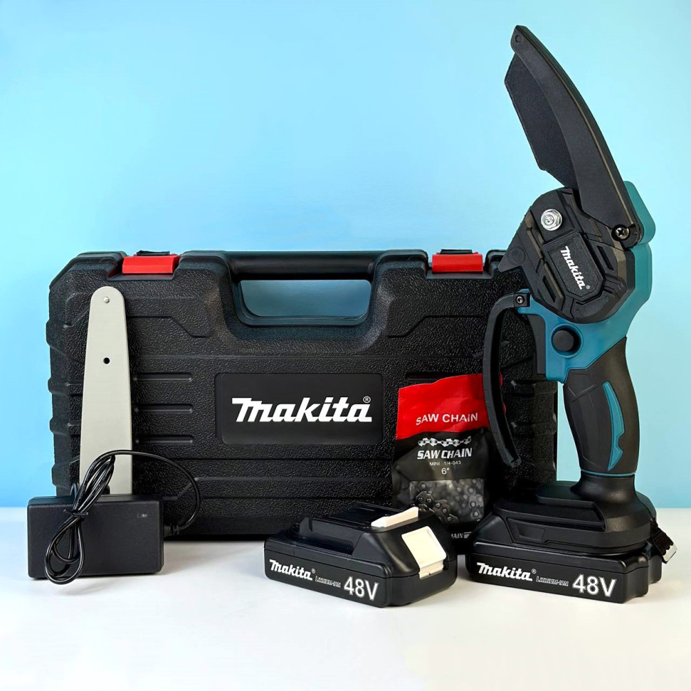 Акумуляторна ланцюгова міні пила Makita 6 дюймів у пластиковому кейсі з 2-ма акумуляторами |21V, 1.4"| 1:1 48069
