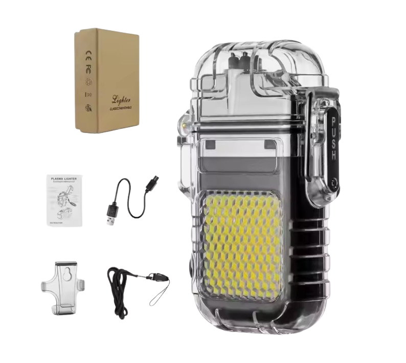 Eлектропульсна запальничка Solve з USB із ліхтариком водонепроникна в подарунковій упаковці KT6007903, фото 1