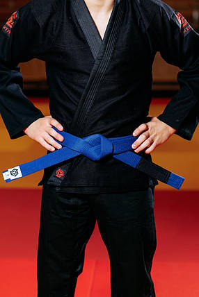 Пояс для кімоно джиу-джитсу Bjj Belt Kintayo Blue синій довжина 240 см зріст 160 см, фото 3