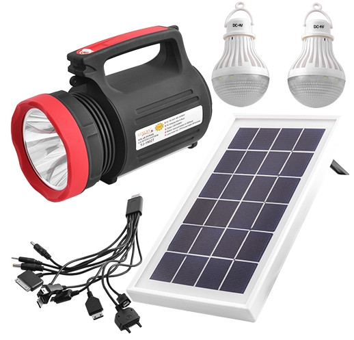 Ліхтар прожекторний ASK-1902T 5W+20SMD + 2 лампи + Powerbank + solar + ЗУ220В