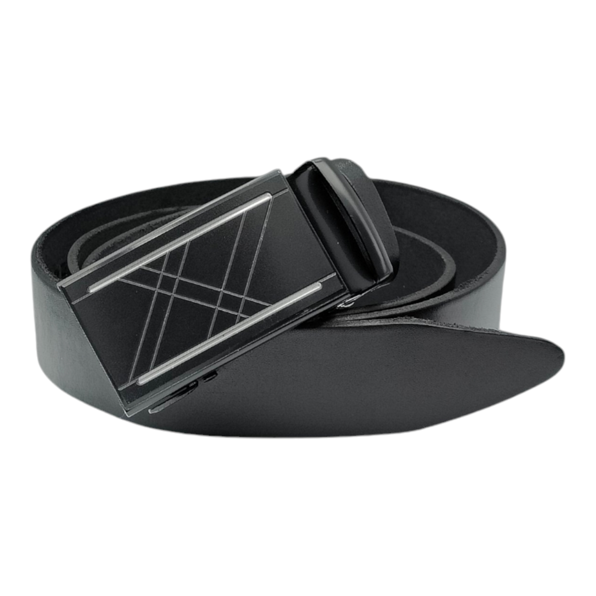 Ремінь чоловічий брючний з пряжкою автомат шкіряний гладкий 35 мм