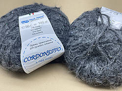 Пряжа Cordonetto із паєтками-маренго/темно-сірий
