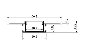 Світлодіодний профіль для гіпсокартону врізний 57х13 мм завдовжки по 3 метри. Ціна за 1 метр.