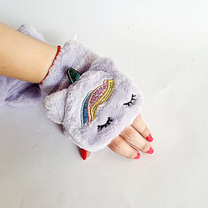 Дитячі рукавички рукавиці Єдинороги бузкові, фото 2