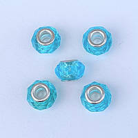 Намистини Шарм 3 шт 15х9 мм Кришталь Дрібна Грань Блакитний