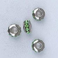 Намистини Шарм 6 шт 11х6 мм Колір Страз Зелений