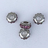 Намистини Шарм 6 шт 11х6 мм Колір Страз Бузковий