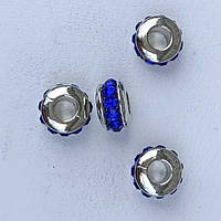 Намистини Шарм 6 шт 11х6 мм Колір Страз Синій