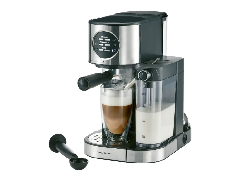 Еспресо-машина SilverCrest SEMM 1470 A2 — 15 бар, 1470 Вт, капучино та латте, фото 1