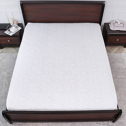 Натяжне простирадло на ліжко та диван бавовняне на гумці (140*200*25) однотонне біле напилення, фото 1