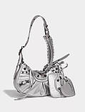 Жіноча сумка 8819 крос-боді лакова сіра срібляста, фото 10