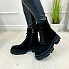 Черевики жіночі чорні на шнурівці. Натуральна замша, фото 2