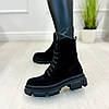 Черевики жіночі чорні на шнурівці. Натуральна замша, фото 3