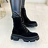 Черевики жіночі чорні на шнурівці. Натуральна замша, фото 5