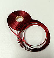 Атласна стрічка 0,6см 23 метри Бордовий