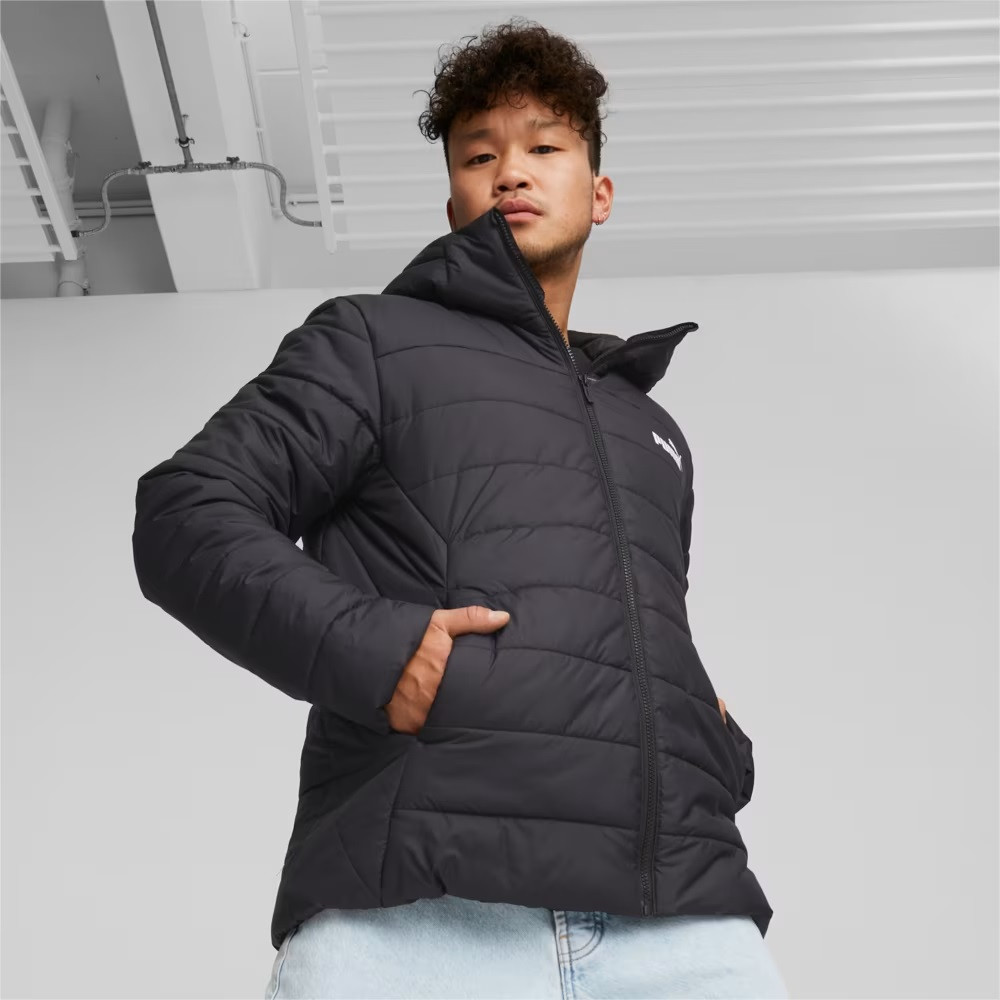 Куртка спортивна чоловіча Puma Essentials Padded Jacke 848938 01 (чорна, зима, термо, з капюшоном, бренд пума)