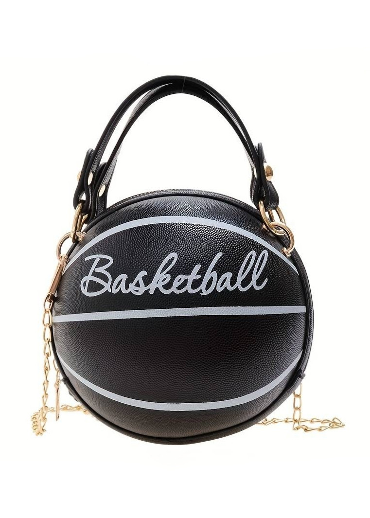 Жіноча чорна кругла сумка BASKETBALL м'яч на ланцюжку