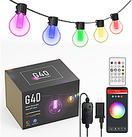 Вулична різнокольорова гірлянда з керуванням через Bluetooth 9м. 25 лампочок G40 220в.