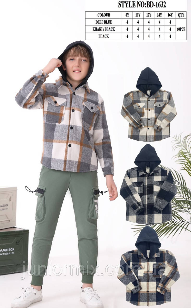 Підліткові сорочки в клітинку байка на травці для хлопчиків гуртом