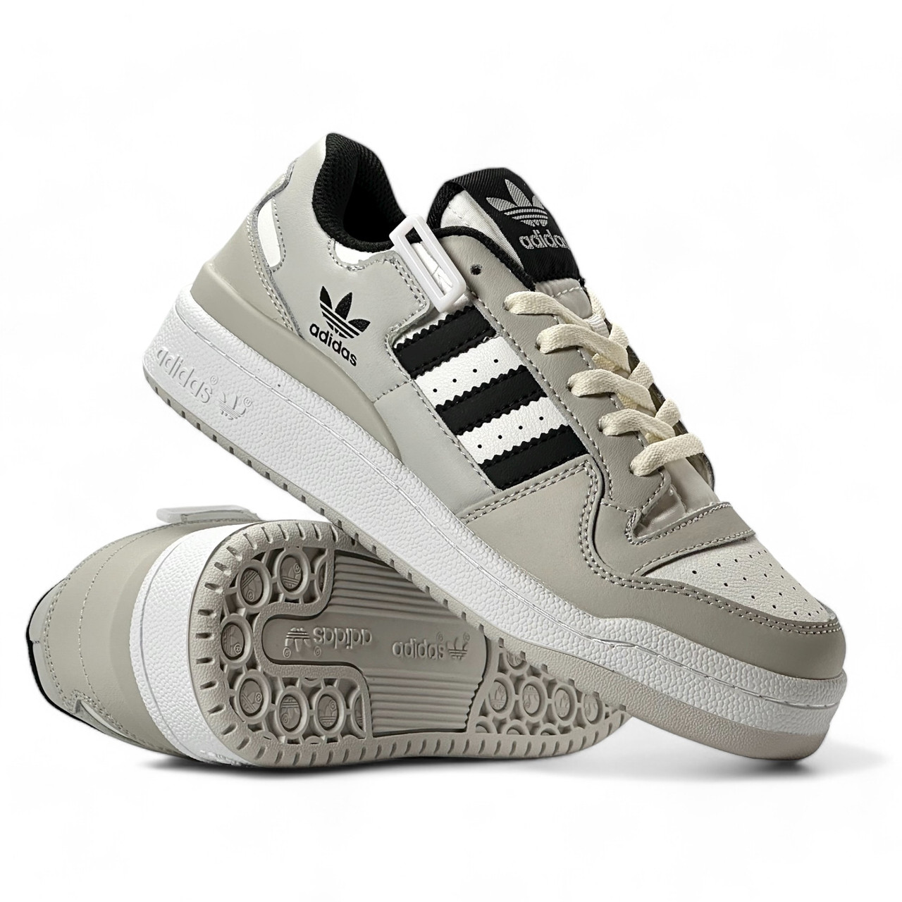 Підліткові кросівки весняні Adidas Forum Low шкіряні білі демісезонні