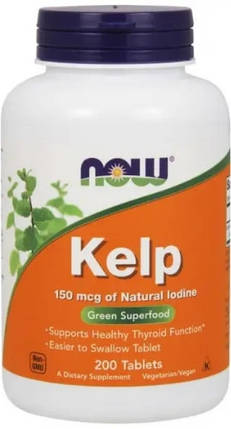 Бурі водорості келп з йодом Now Kelp 150 mcg - 200 таб, фото 1