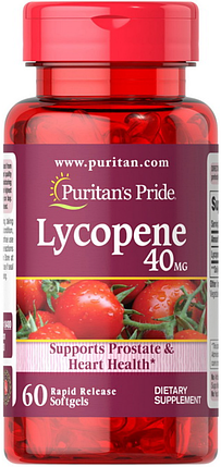 Лікопін Puritan's Pride Lycopene 40 mg 60 капсул, фото 1