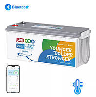 Літій-залізо-фосфатний акумулятор Lifepo4 Redodo акумуляторна батарея 24V 100Ah, BMS 2560Wh Bluetooth