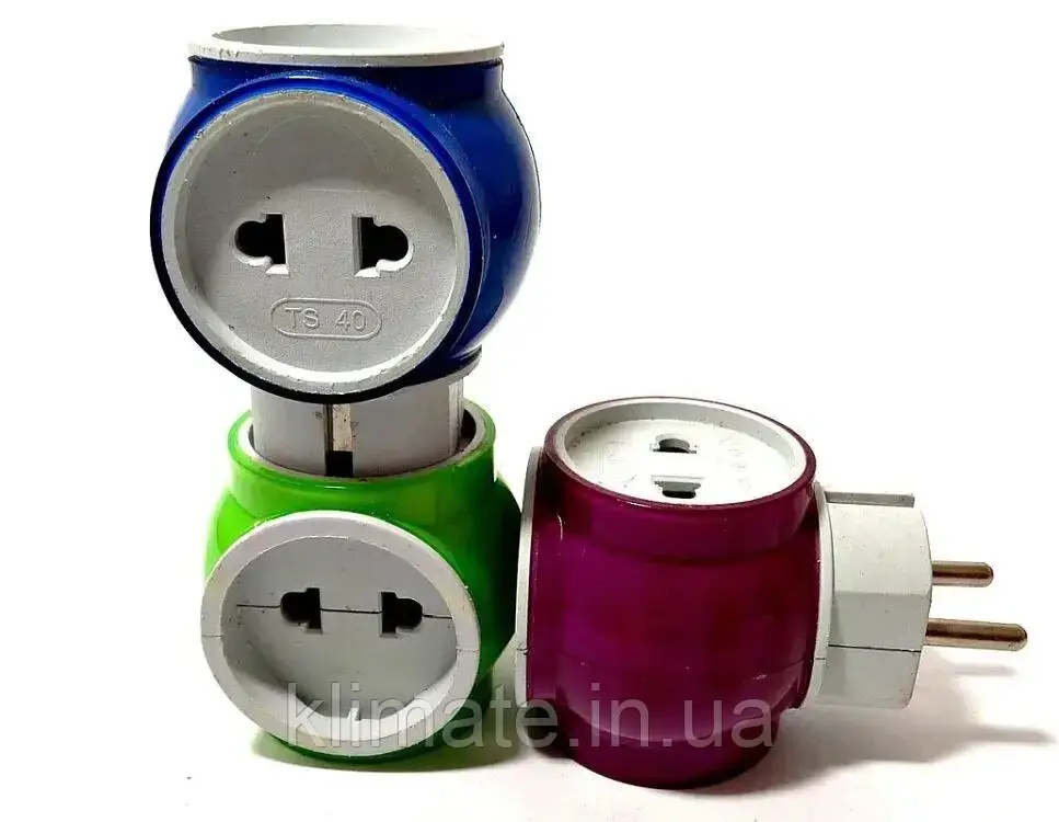 Трійник у розетку/електричний мультиєвро універсальний 10-16А, фото 1