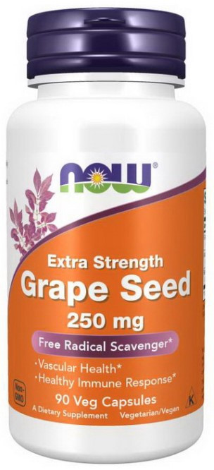 Екстракт кісточок винограду NOW Grape Seed 250 mg extra strength 90 вег капсул