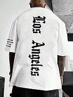 Біла зручна чоловіча оверсайз футболка з модним написом SHOP STAR