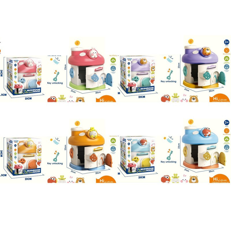 Скарбничка MK 5403, 22 см, будиночок-сейф, ключ, отвори для монет і купюр, фото 1