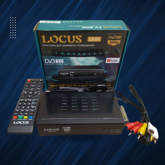 Приставка - Ресивер цифровий ефірний DVB-T2 тюнер DVB-C/T2, АС3, Youtube, IPTV player, Megogo LOCUS -LS-08-MINI.