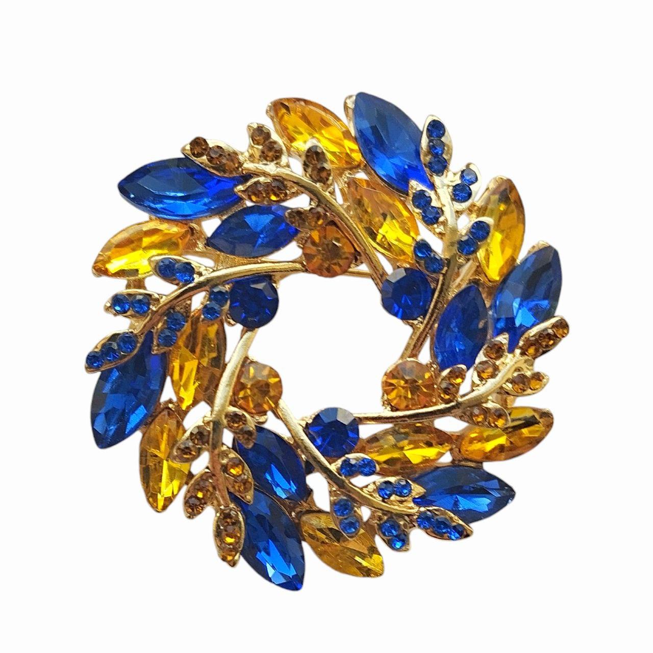 Брошка Україна "Віночек" лимонна позолота 330679, фото 1