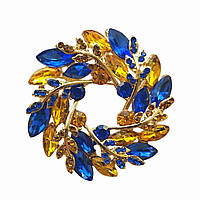 Брошка Україна "Віночек" лимонна позолота 330679