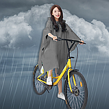 Стильний дощовик пончо для дорослих на кнопках багаторазовий Hechpro Унісекс сірий (1060), фото 6