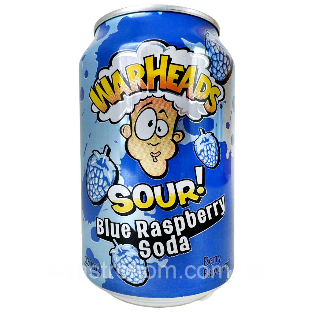 Напій содовий зі смаком синьої малини Ворхедс WarHeads soda blue raspberry 330ml 12шт/ящ (Код: 00-00016821), фото 1