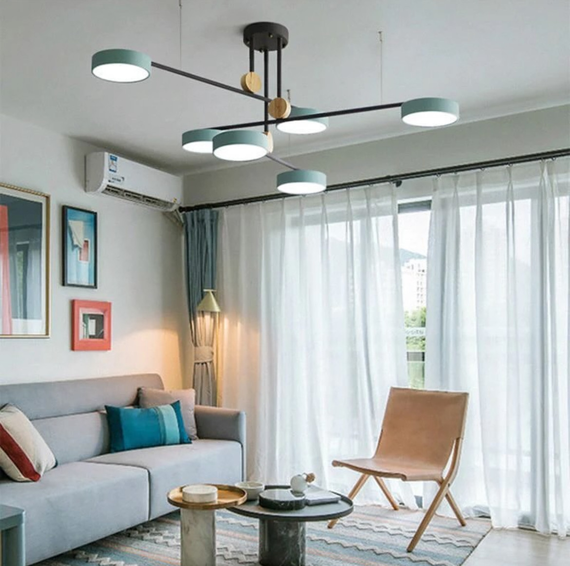 Стильна люстра Led на 6 ламп, 72W, для приміщень до 15 м² D405-6BK+BL, фото 1