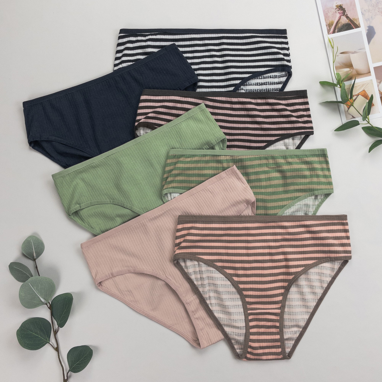 Труси жіночі в рубчик Nicoletta Туреччина тижневки батал 2XL, 3XL, 4XL, 5XL | 7 шт.