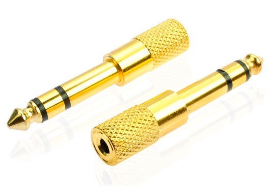Перехідник Jack 6.3 (тато)/Jack 3.5 (мама) Stereo, Gold, метал, Q100, Voltronic, Арт.56705