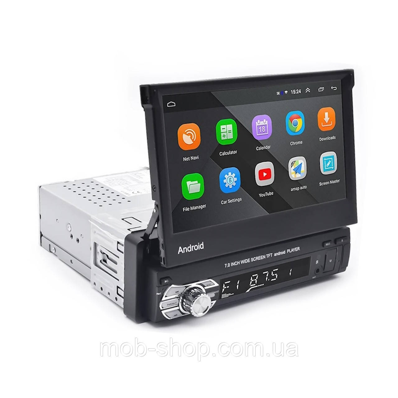1din магнітола 9706 з виїзним 7" сенсорним екраном 1/32 Гб на Android 10 GPS навігація WiFi, фото 1